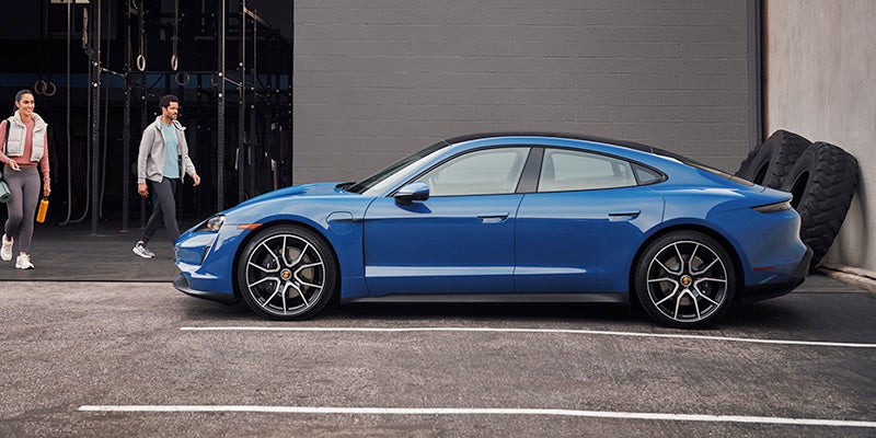 2024 Porsche Taycan Electric Car in blue